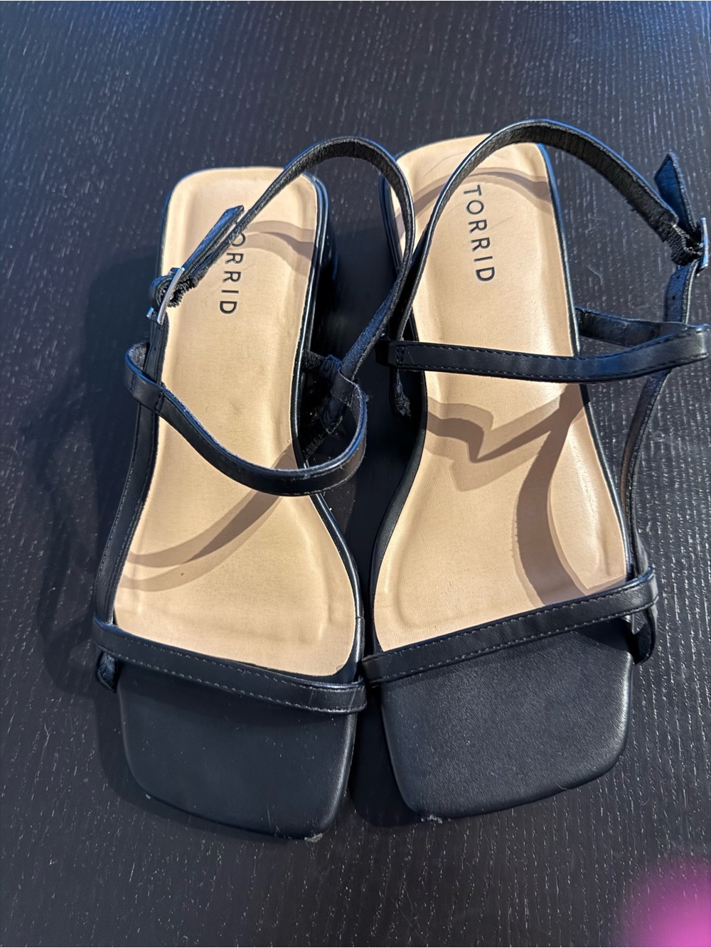torrid Black Square-Toe Strappy Slingback Sandals